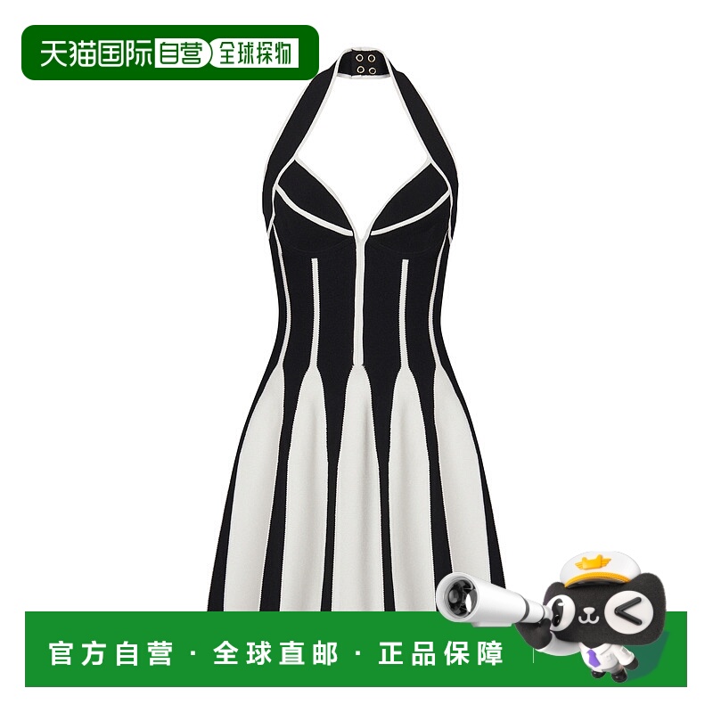 香港直邮Balmain 喇叭形挂脖连衣裙 DF1R5056KG57