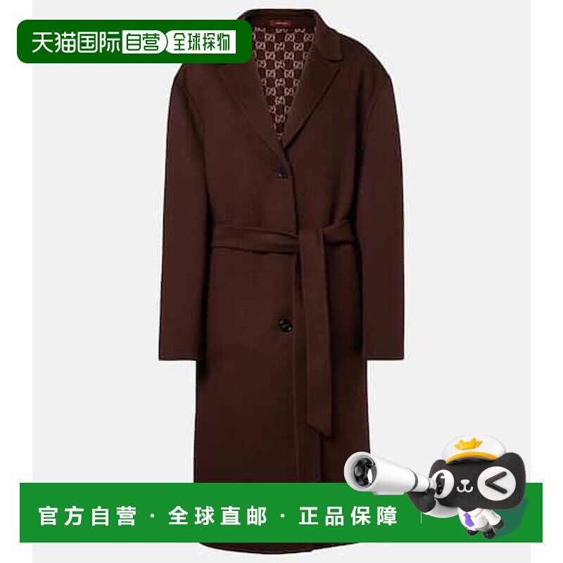香港直邮Gucci 古驰 女士 可反穿羊毛大衣 brown棕色 舒适时尚