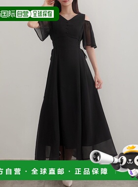 日本直邮JUNOAH CENEA 2wayV领纱质紧身胸衣连衣裙