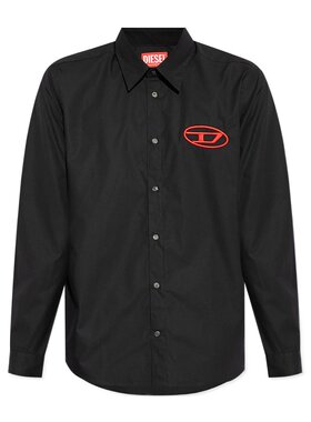 DIESEL 男士衬衫 A146340PCAL9XX AW2024 黑色 长袖衬衫