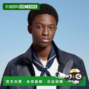 自营1h可退 欧洲直邮LV路易威登 Blason男士藏青色真丝动物图案方