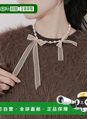 1h可退 日本直邮SMELLY 女装 双层蕾丝蝴蝶结珍珠项链 SMA62PF085