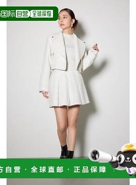 日本直邮Rienda 高腰粗花呢短裤 [RI3465EW033033] 白色 短裤