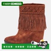 美 Suede Silla 自营Le Ankle Brown Wedge brown Fringe Boots
