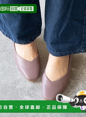 日本直邮Menue V领方形鞋头粗跟女鞋 ME8623BW00097单鞋