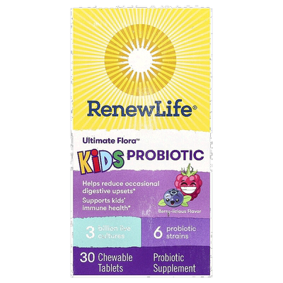 香港直发renew life儿童益生菌咀嚼片浆果味30片婴幼儿调理肠道