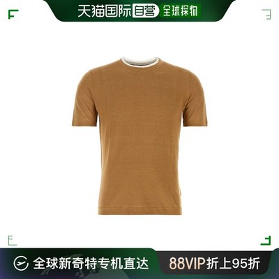 香港直邮潮奢 Fedeli 男士 亚麻混纺狐狸T恤(淡褐色) 7UE05427