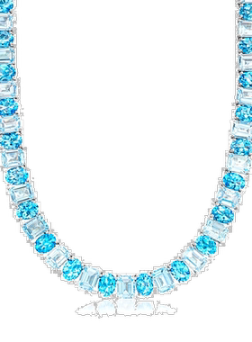 自营Ross-Simons 925 银瑞士和天蓝色托帕石项链 - 18 英寸 【美