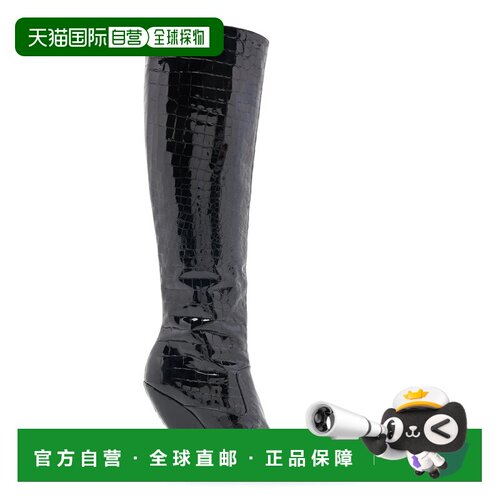 香港直邮Bottega Veneta 葆蝶家 女士 Punta 光泽鳄鱼纹皮质靴子