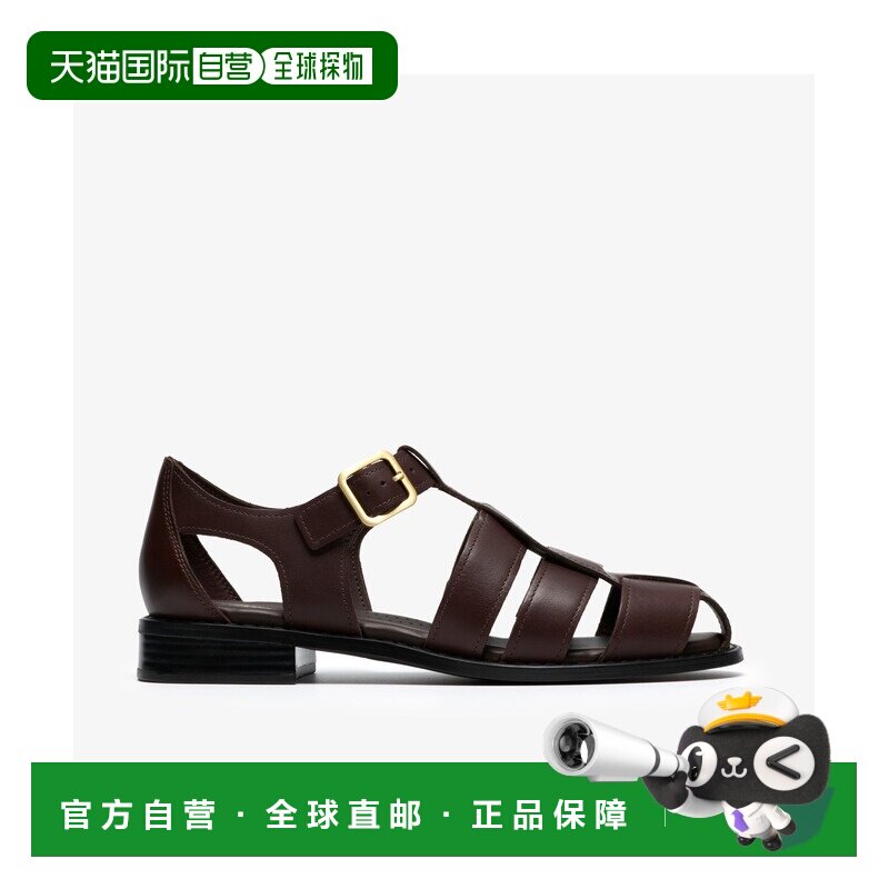 1h可退 日本直邮Clarks 女士 柔韧平底鱼夫凉鞋 黑棕色真皮 26185