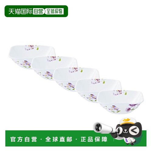 【日本直邮】corelle康宁餐具 Violet Mist 方型中型碗 5枚装 CP-