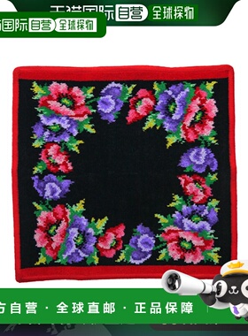 日本直邮FEILER 飞勒 花 毛巾手帕 30cm 黑色&红色