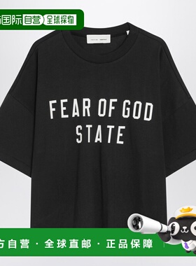1h可退 香港直邮essentials fear of god 女士 黑色圆领带LogoT恤