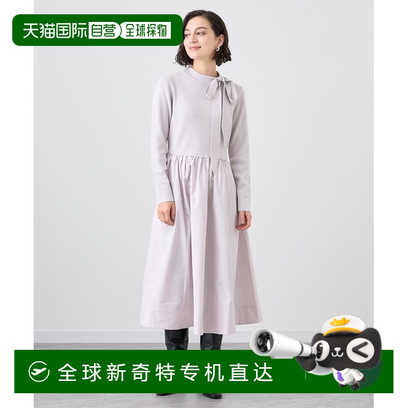 1h可退 日本直邮ANAYI女士高领细腰带设计连衣裙软滑羊毛与塔夫塔