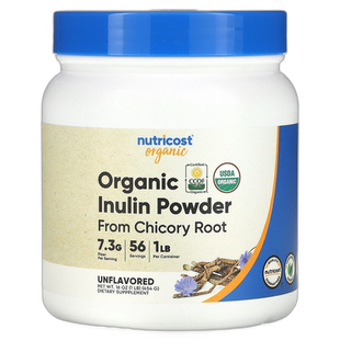 香港直邮Nutricost有机菊粉取自菊苣根原味1 磅（454 克）膳食