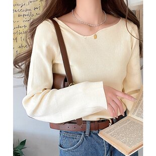 Classical Elf 女士不对称领针织上衣 ce1260354