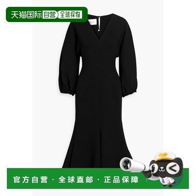 1h可退 香港直邮valentino 华伦天奴 女士 沟纹羊毛混纺中长连衣