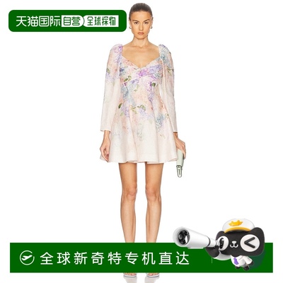 1h可退 香港直邮ZIMMERMANN 女士 Dawning 泡泡袖迷你连衣裙 3507