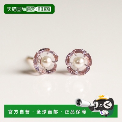 1h可退 日本直邮cui-cui 淡水珍珠 粉色碧玺 黄金K10YG 花朵耳钉