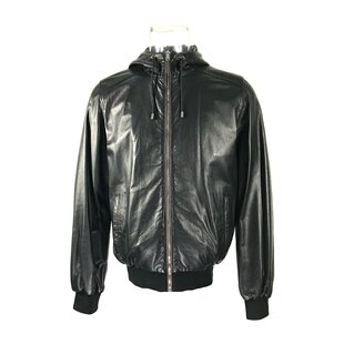 男士 黑色 夹克 AW2021 徽标连帽皮夹克 369947XN4001060 GUCCI