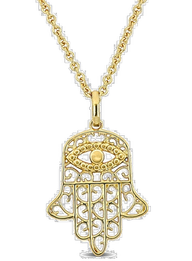 自营 18k 镀金银 Mimi & Max Hamsa Charm 吊坠配链 - 17.5+1.5