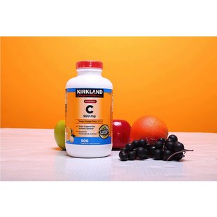 美国直邮 Kirkland/柯克兰玫瑰果维生素C 橙味VC咀嚼片500mg500片