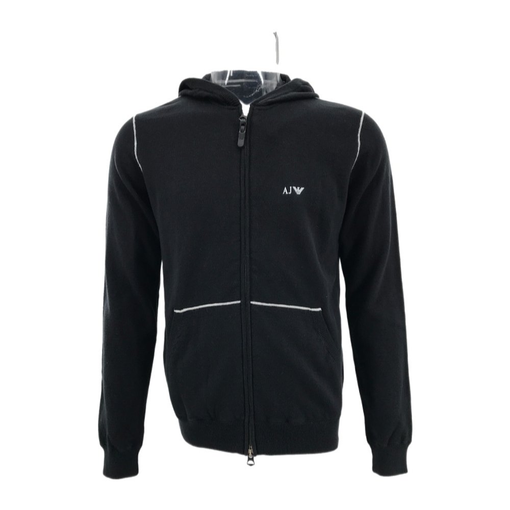 ARMANI JEANS 男士夹克 Z6W11WL12 AW2021 黑色 连帽长袖针织外套