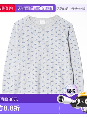 1h可退 日本直邮JEMORGAN女士蓝色小花图案拉格兰袖华夫格长袖T恤