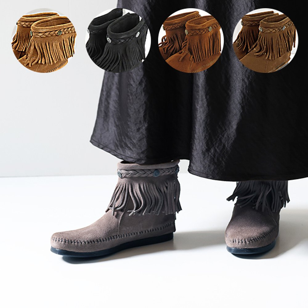 日本直邮 MINNETONKA Minnetonka 高帮后拉链靴子 高帮后拉链短靴