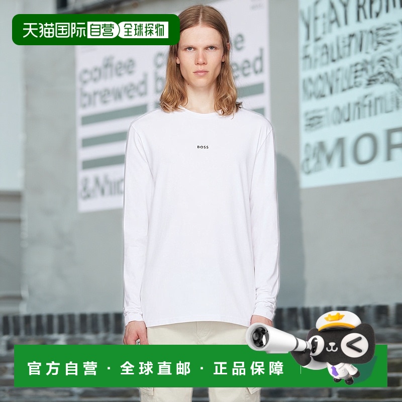 1h可退 香港直邮BOSS 波士 男士 白色 Long-Sleeved Stretch Cott