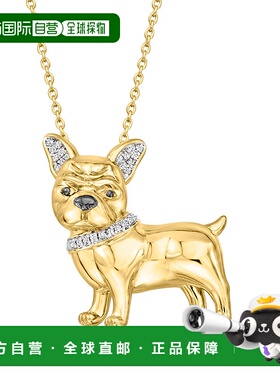 自营 ross-simonsRoss Simons钻石法国斗牛犬徽章/吊坠项链，18K1