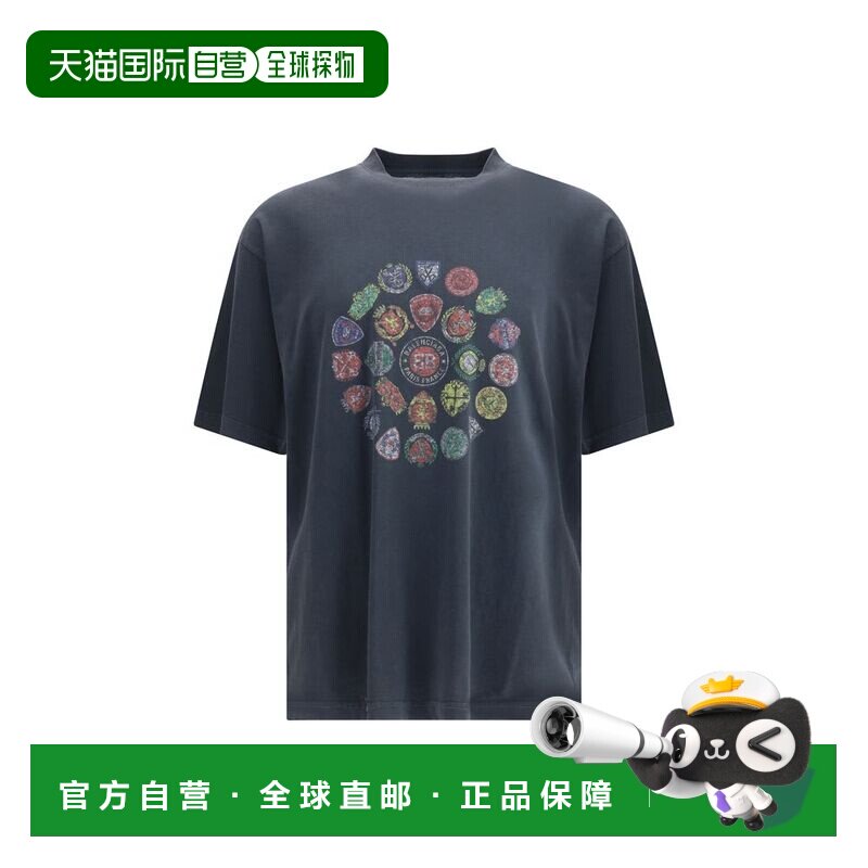 自营Balenciaga Cotton Men's T-Shirt - black 美国奥莱直发男装图片