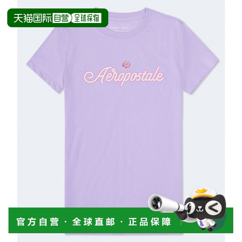 自营Aeropostale闪光玫瑰图案T恤-浅紫色528 美国奥莱直发