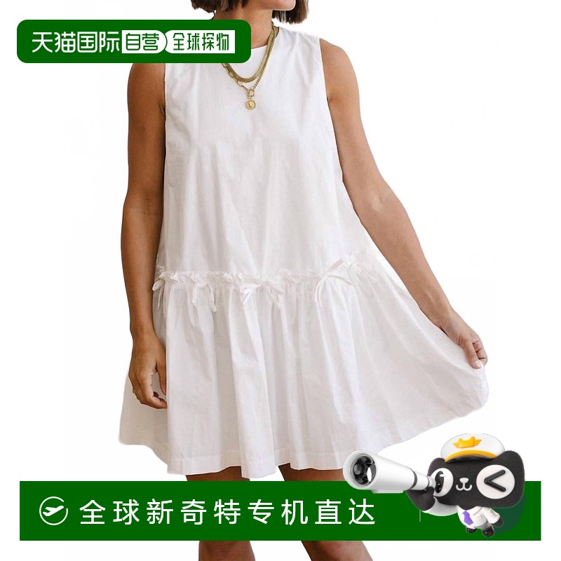 自营 pinchSail With Me缎带迷你连衣裙，米白色-米白色 【美国奥