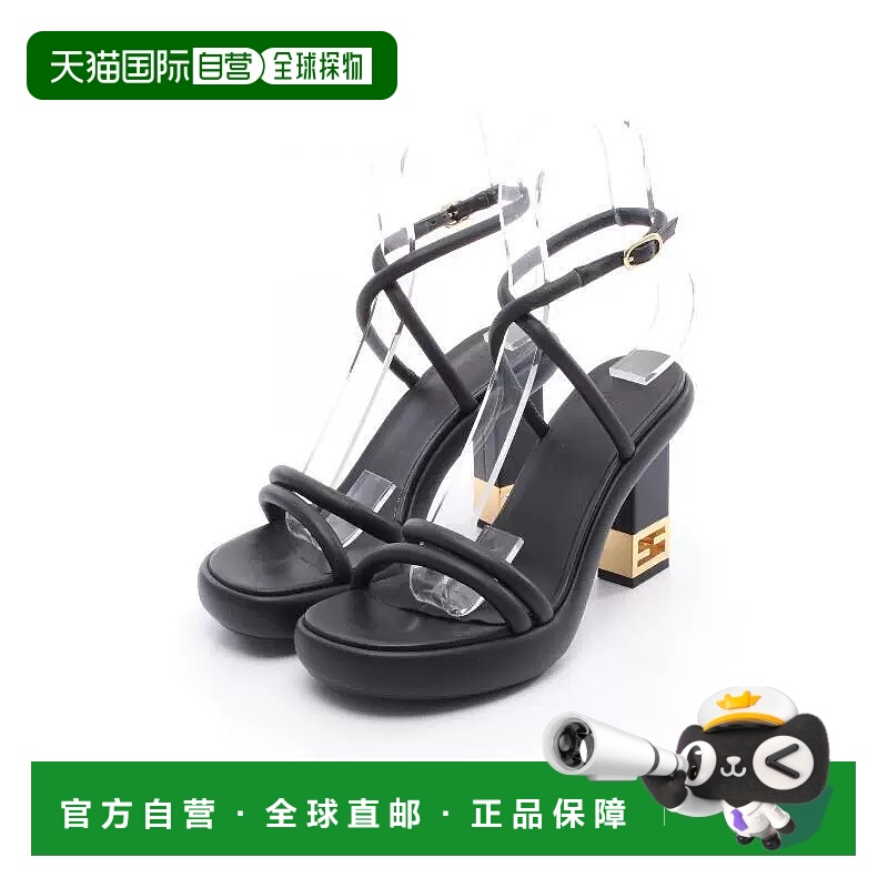 1h可退 日本直邮中古Fendi芬迪女B级9新baguette法棍包羊皮鞋黑色