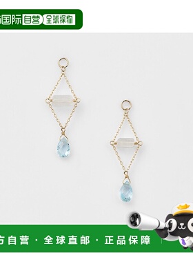 日本直邮日潮 agete 阿卡朵 K10黄水晶/拉布拉多石耳环吊坠耳钉