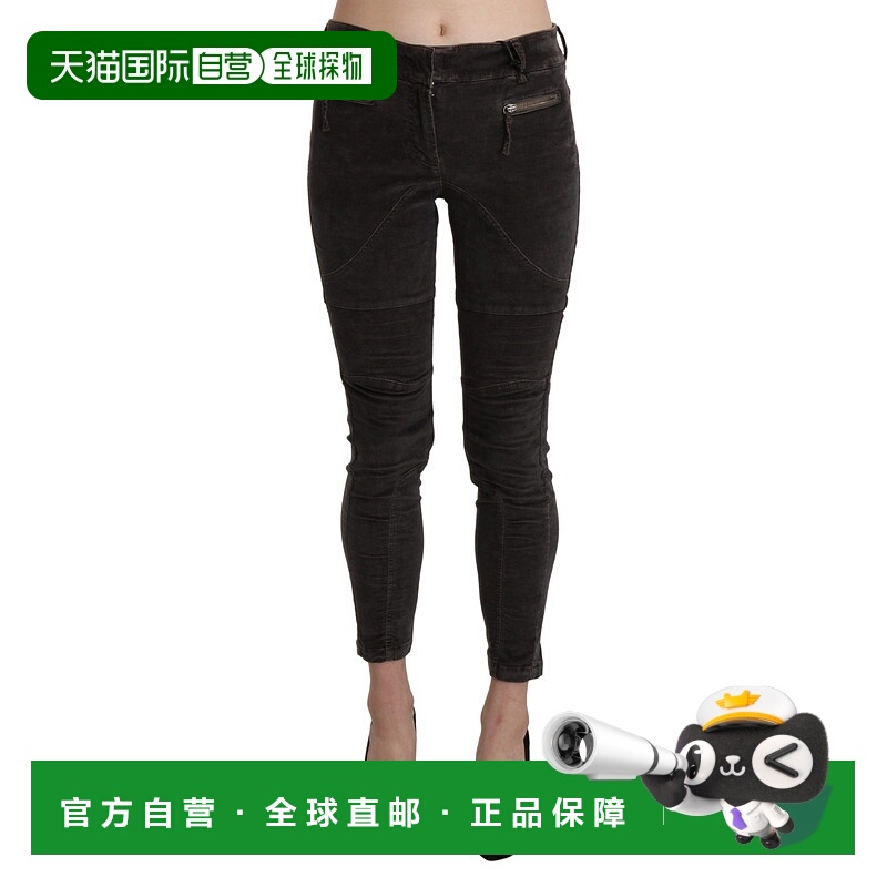 自营 Ermanno Scervino 天鹅绒七分棉质女式裤子 - 棕色 美国奥莱