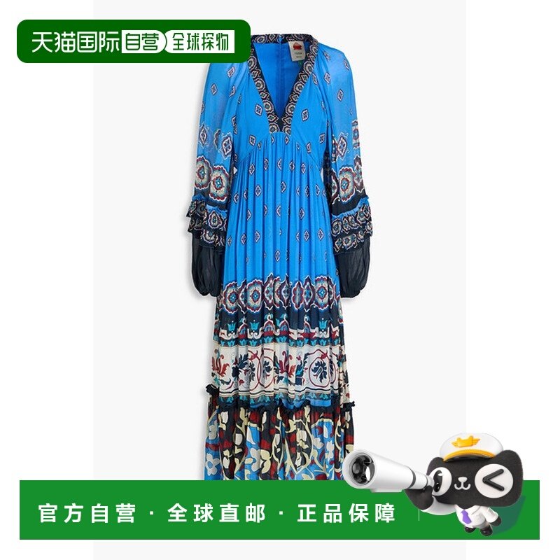 1h可退 香港直邮FARM RIO 女士 褶皱印花乔其纱长款连衣裙 328983,女装/女士精品,连衣裙,淘宝优惠券,粉丝福利购,淘宝优惠卷