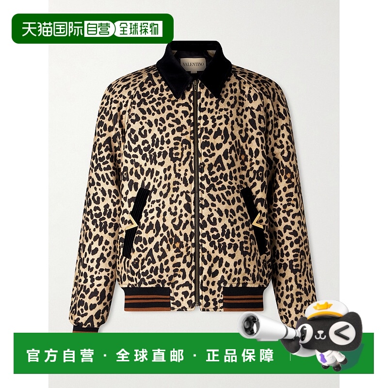 香港直邮valentino 华伦天奴 男士 豹纹羊毛/斜纹布短夹克 8V3CIP