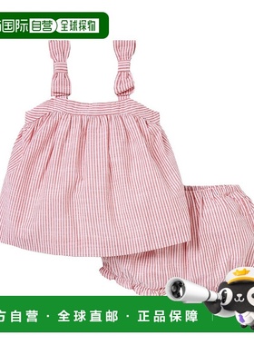 自营janie and jack珍妮和杰克条纹套装-红色 美国奥莱直发