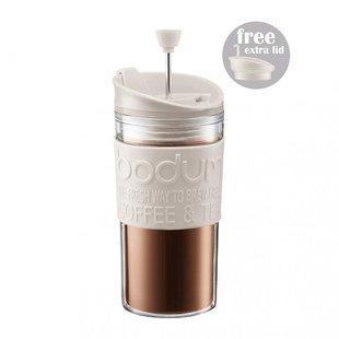 日本直邮波顿法压壶咖啡机套装(平底杯用带盖)塑料350ml米白色