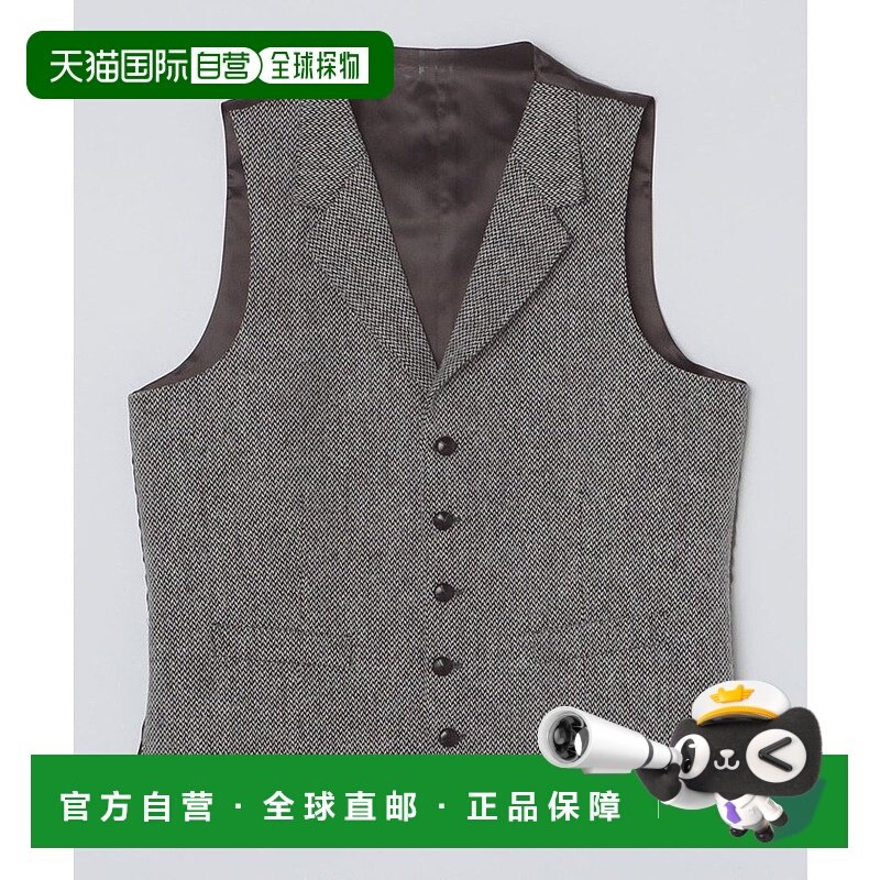 日本直邮SHIPS CARUSO系列 人字纹粗花呢翻领背心 SH8611EM044042