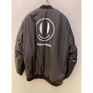 香港直邮Raf Simons 拉夫 西蒙 男士 特 黑色笑脸飞行员夹克 2246