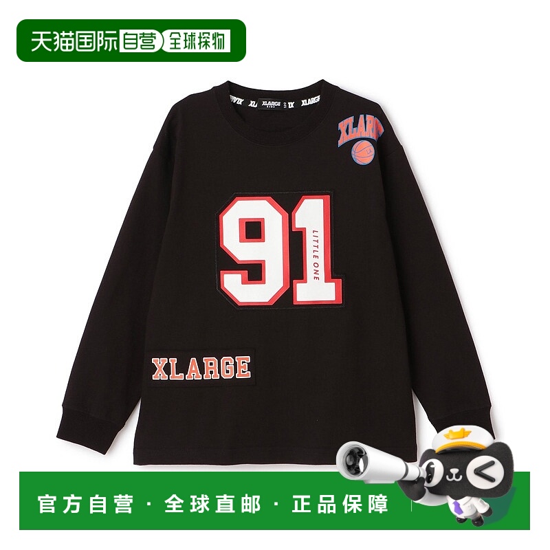 1h可退 日本直邮XLARGE KIDS 儿童宽松长袖T恤 91篮球风刺绣贴布