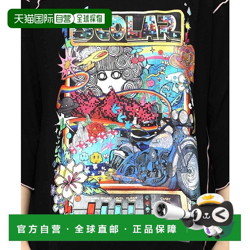 1h可退 日本直邮ScoLar 女装 半袖 全棉 游戏图案拼接设计连衣裙