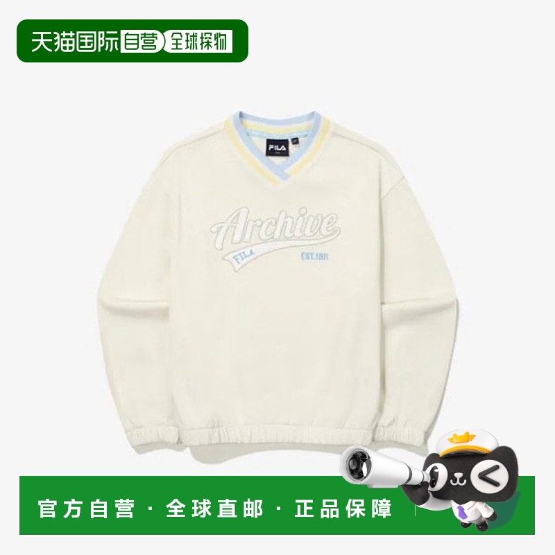 韩国直邮FILA Wheela 儿童长袖 T 恤 KQC FK2POG3402F-CRM 校队标