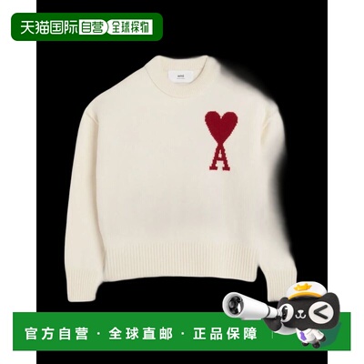 1h可退 香港直邮Ami Paris 女士 AMI - Pull blanc ami de cœur e