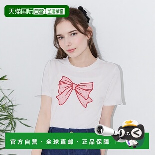 1h可退 日本直邮apres jour 女士波点刺绣蝴蝶结T恤 459298女装