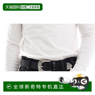 设计铆钉皮带 男士 western 黑色新款 香港直邮潮奢 1h可退 ASOS