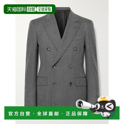 香港直邮Tom Ford 汤姆 福特 男士 Birdseye 双排扣羊毛西装外套